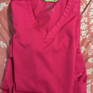 V-Neck Medical Scrub Top in Bright Fuchsia